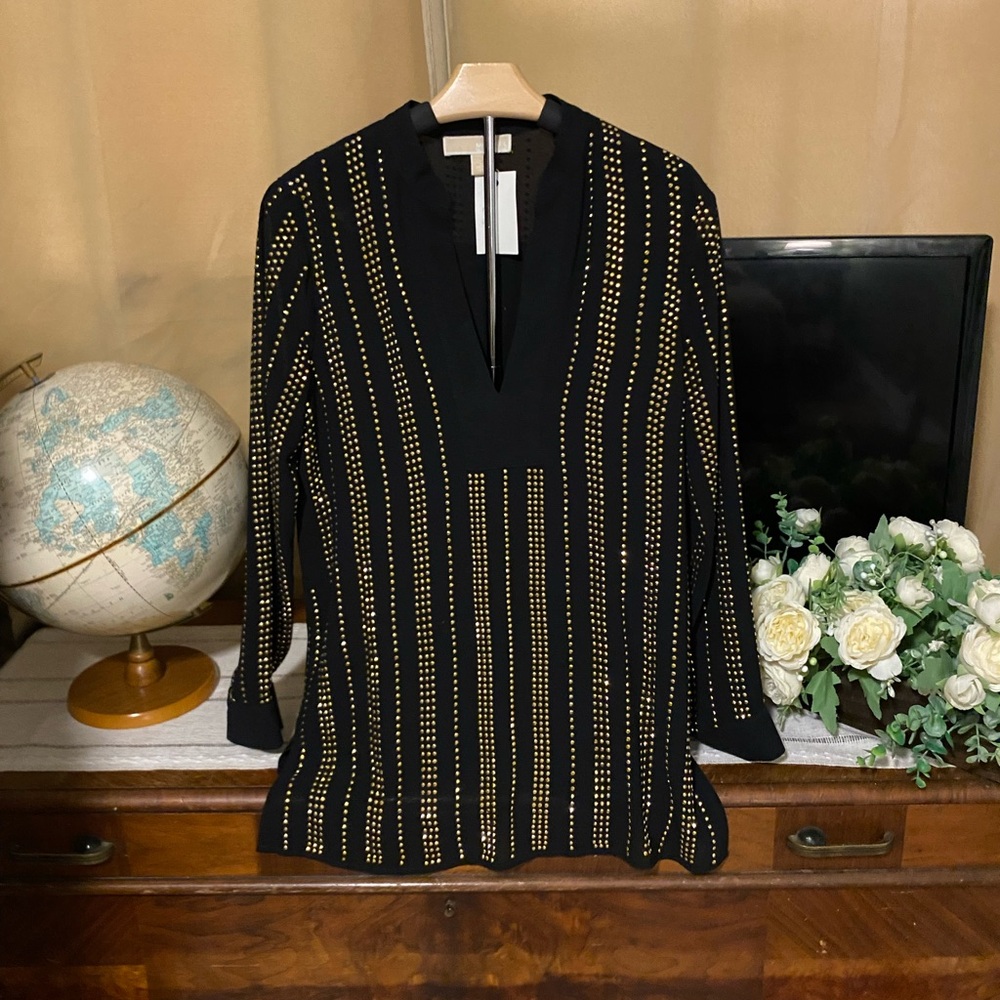 Michael Kors Black V-Neck Blouse